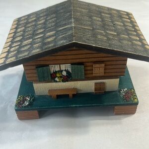 Vintage Charming Swiss Chalet Wooden House Music Box
